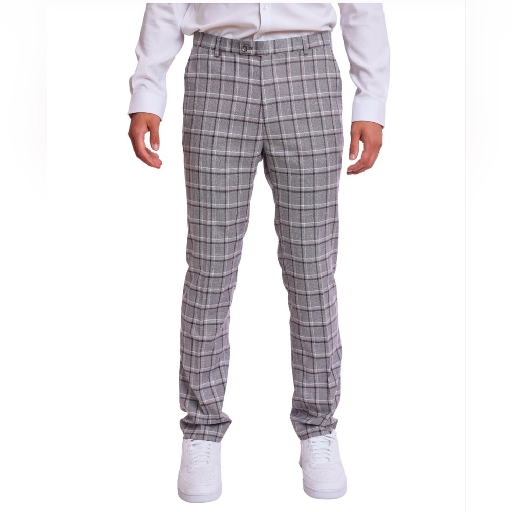 NWT Paisley & Gray Downing Pants - slim - Grey Wht Peach Check 36x32